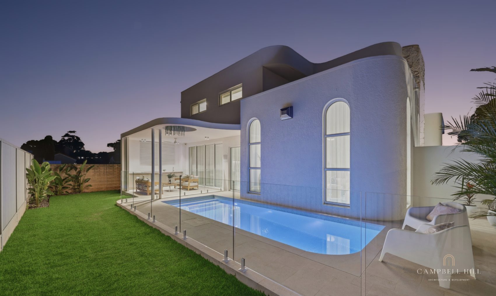 Pool terrace and rear elevation