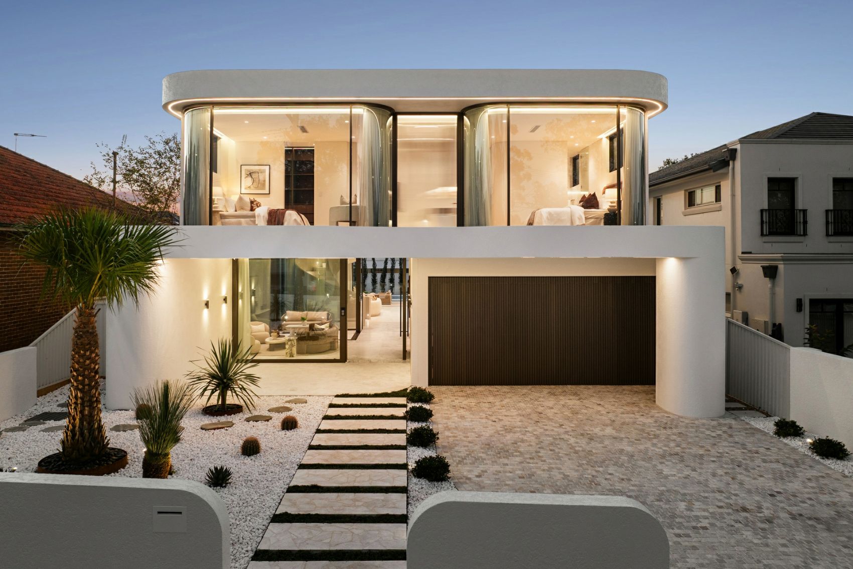 Strathfield residence at dusk, designed by Campbell Hill Group